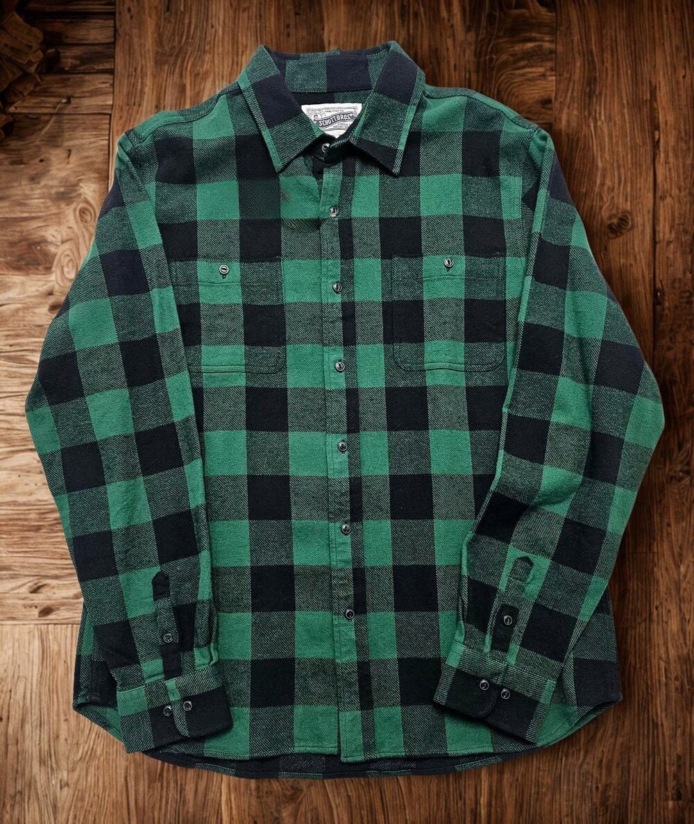 Schott Bros NYC Buffalo Check Flannel Shirt Men's M Green Black Cotton Workwear